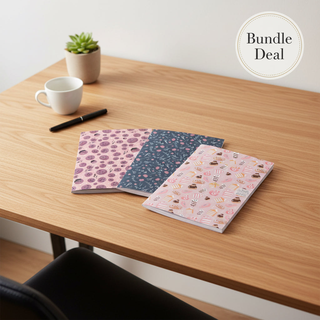 🌸🫐🧁 Cottage Notebook Trio