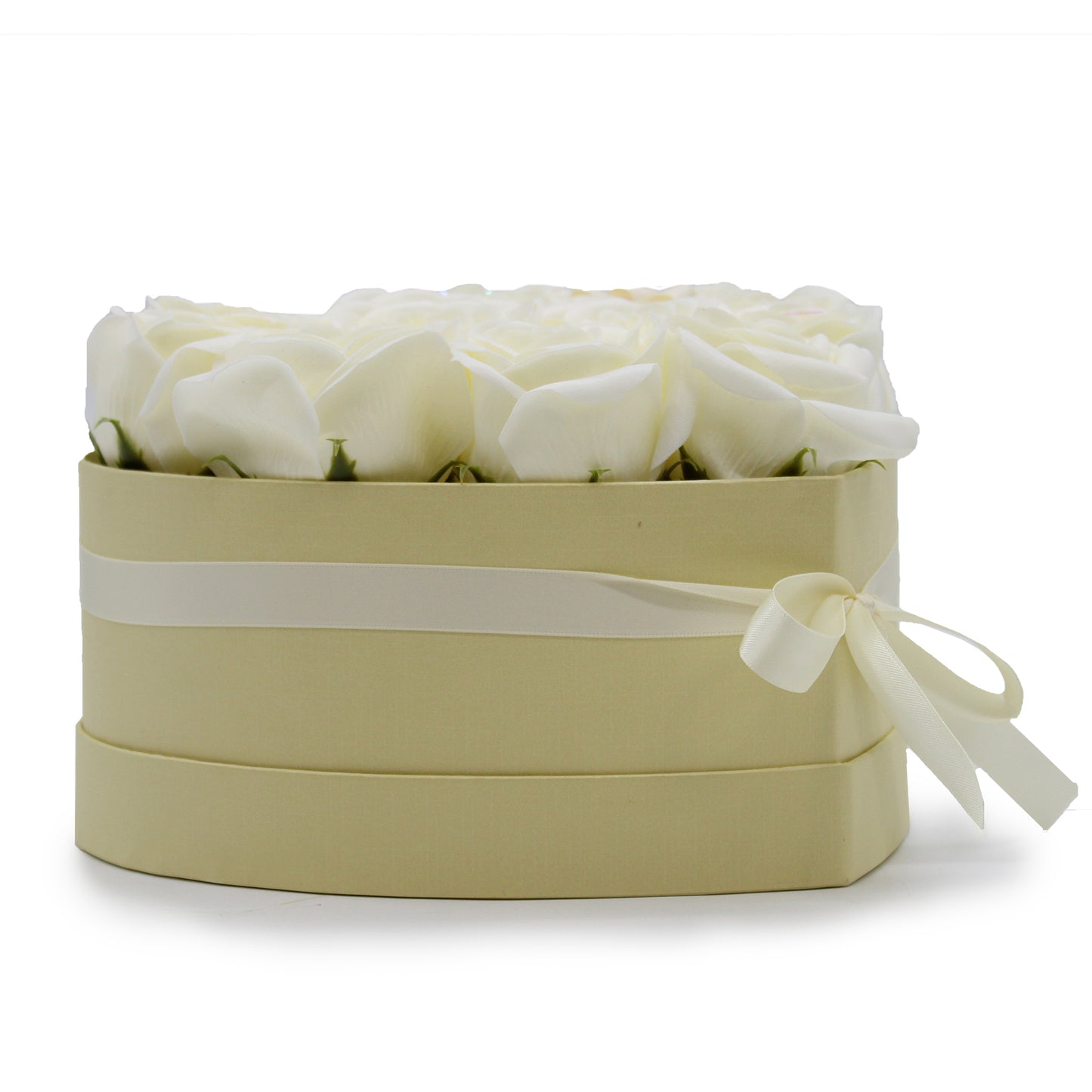 Soap Flower Gift Bouquet – 13 Cream Roses (Heart)