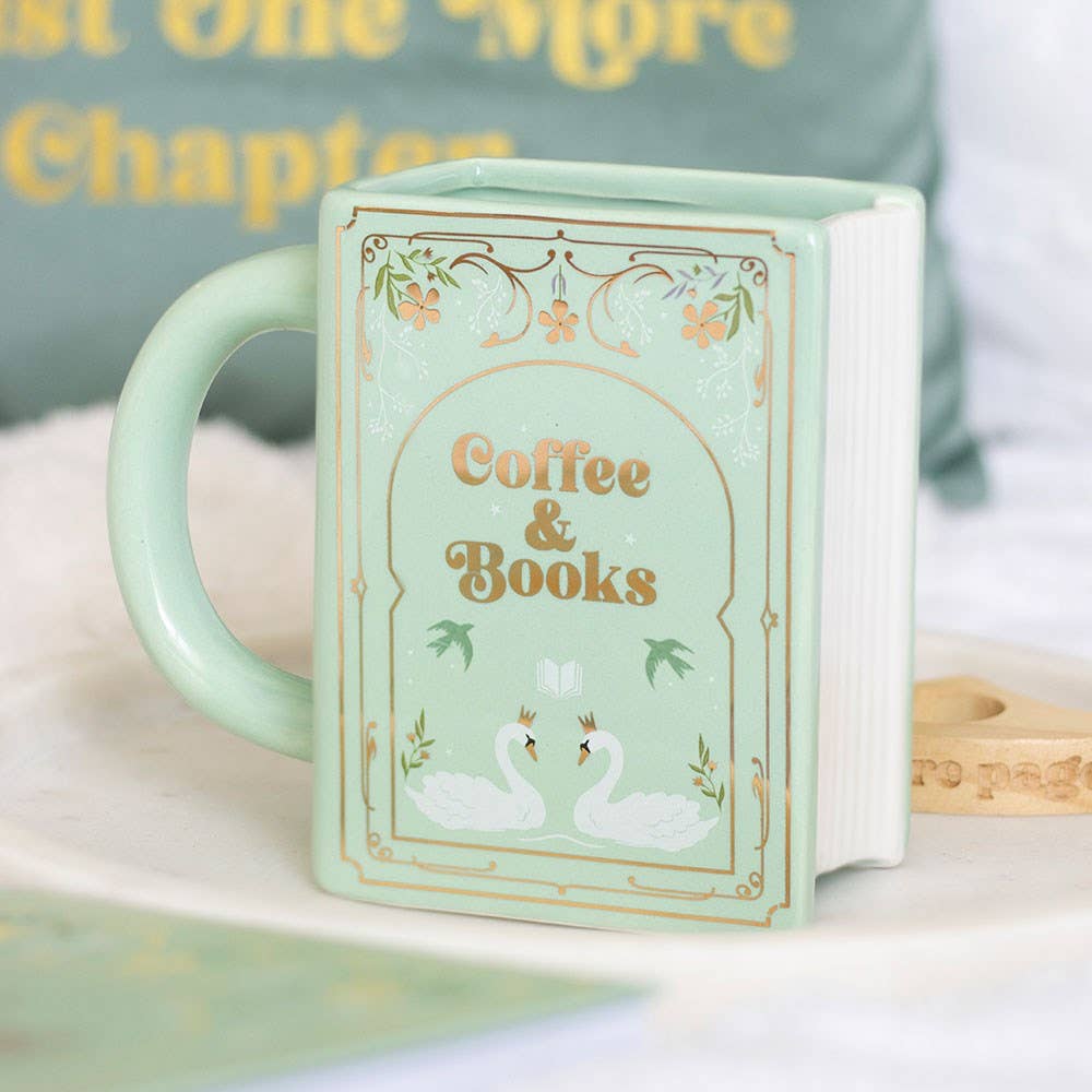 'Coffee & Books' grön bokformad mugg