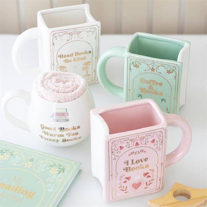 'Coffee & Books' grön bokformad mugg